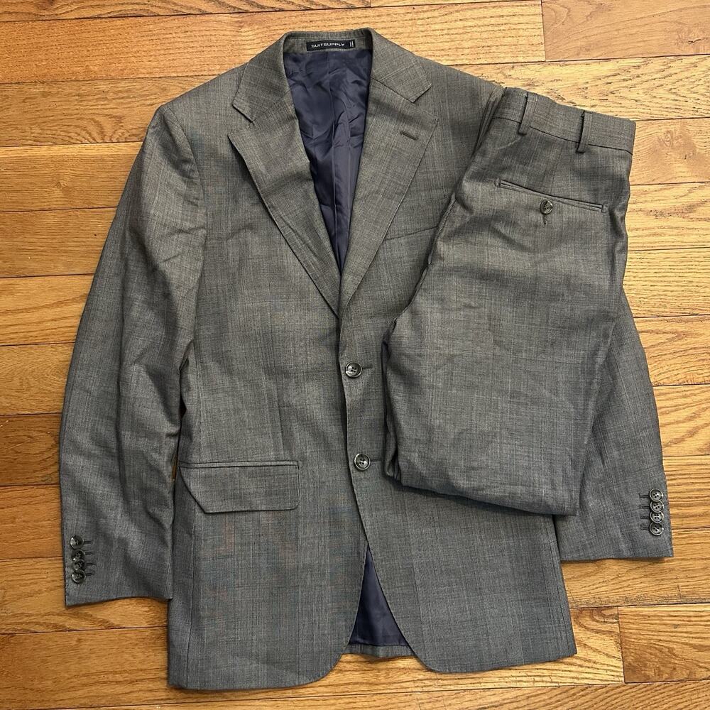Suitsupply Napoli Brescia Grey Pure Wool S110 Suit Jacket Pants 36R 27x27